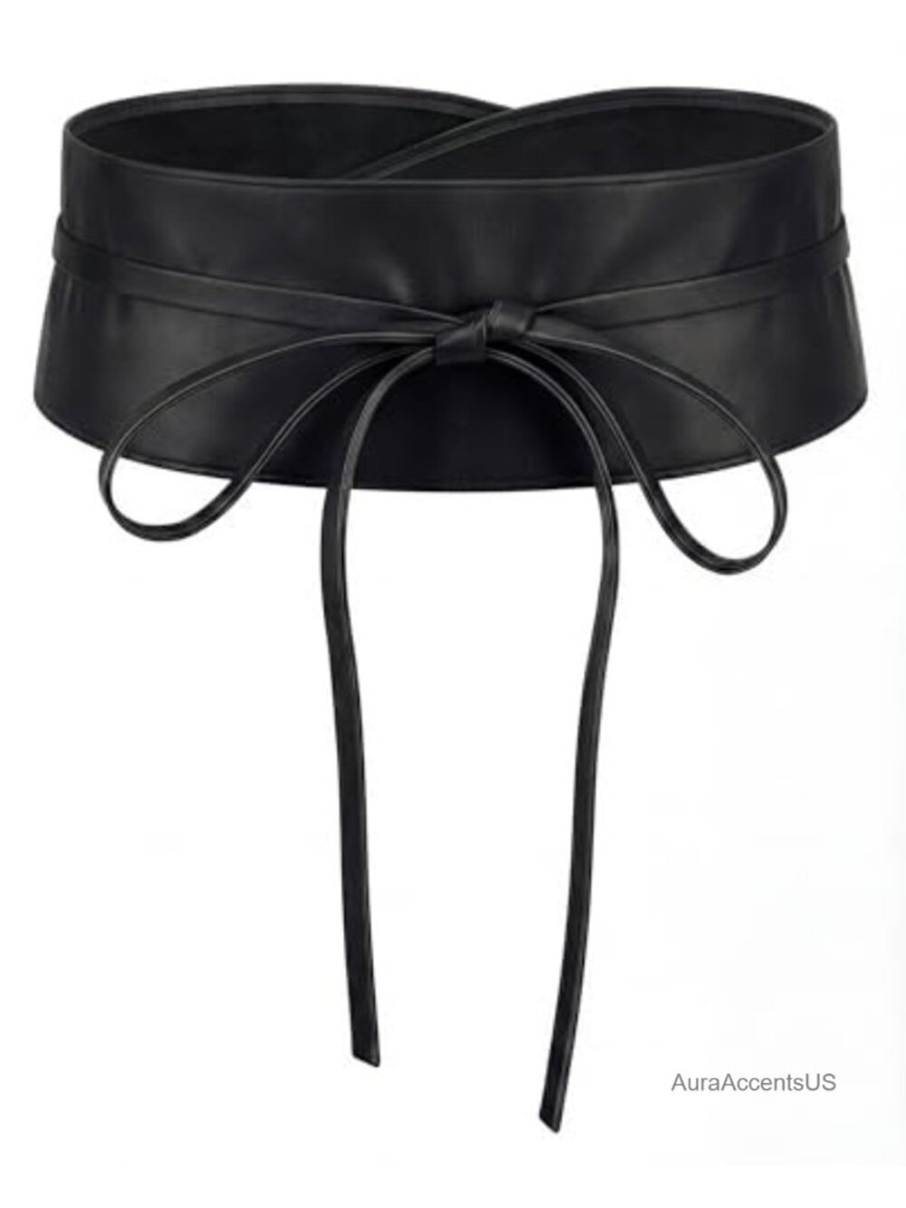 Faux Leather Obi Self Tie Knot Wide Waist Belt